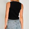 Top Chaleco Casual de Moda para Mujer sin Mangas con Decoración de Lazo Hueco Cuello Redondo Ajustado