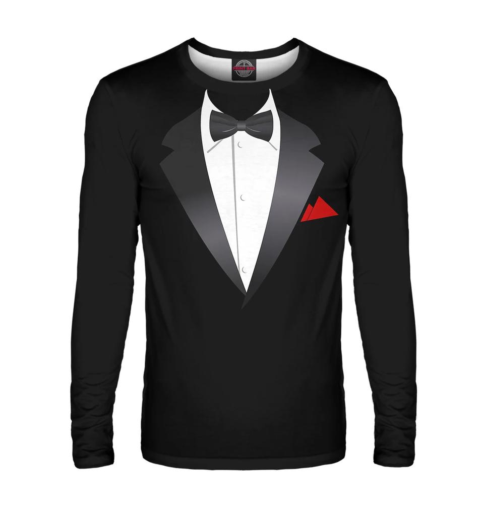 Suit Imitation 3D T-shirt For Men's Street Hip-hop Cosplay Funny And Personalized Round Neck Long Sleeved Fashion Casual New Top
