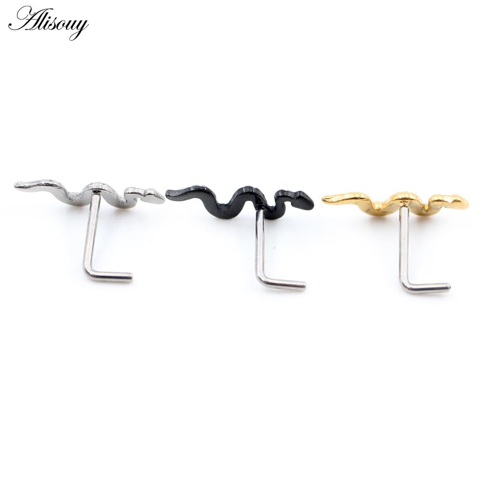 Alisouy 1 pièce G23 titane sans filetage torsadé serpent nez anneaux piercing oreille septum daith captif tragus clous d'oreilles bijoux de corps
