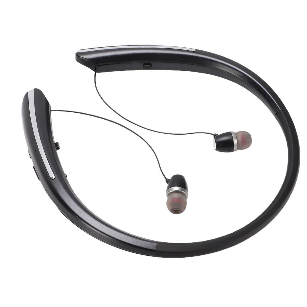 Neckband Retractable Bluetooth 5.3 Earbuds IPX5 Sweatproof 24h Battery Life Wireless Noise Cancelling Stereo Headphones