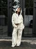 Women's new zipper hooded sports cardigan lace-up trousers two-piece casual suit