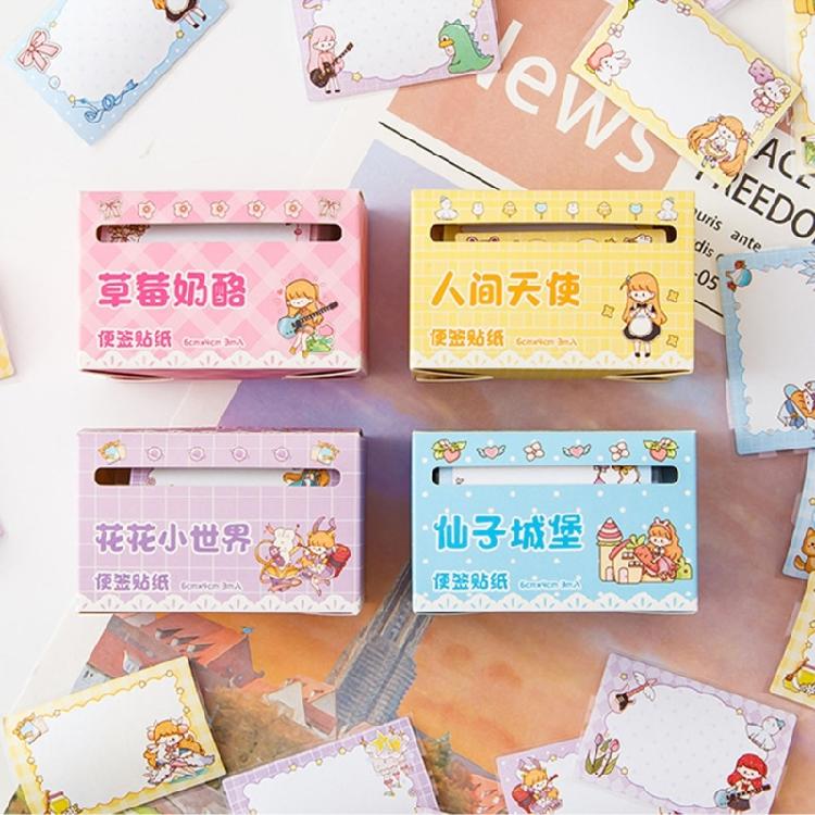 70 Sheets Pull Out Adhesive Notes Pad Small Notepads Cartoon Notes Paper Reminders on Fridges Book Calendar Notebook