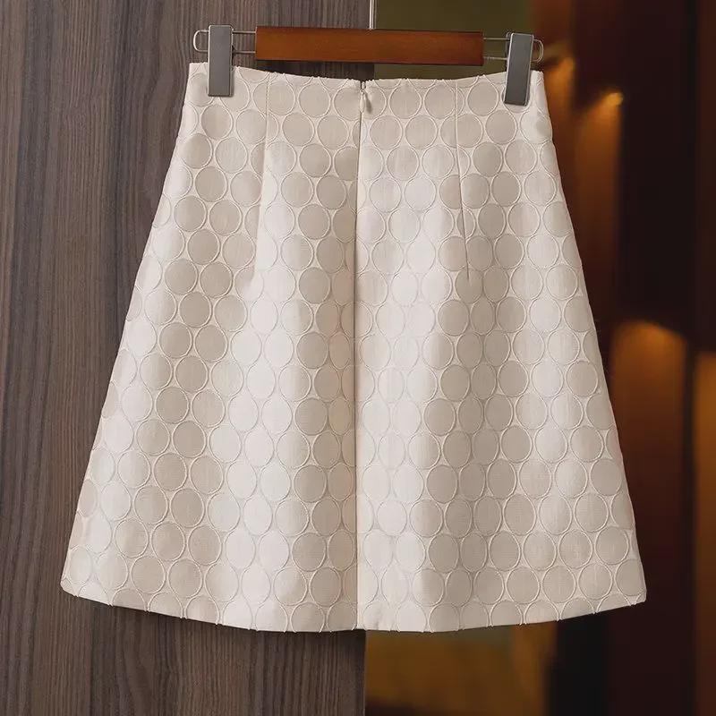 Women's 2024 Chic A-Line Jacquard Skirt - High Waist, Stylish & Versatile for Spring & Autumn