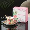 European Style Painted Flower Coffee Cup Luxury Gilded Exquisite Afternoon Tea Mug Birthday Gift Art Decoration Mug Home Decor