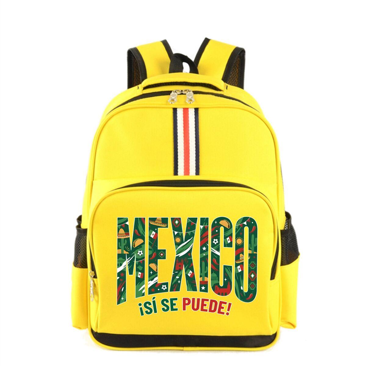 Waterdichte Rugzak voor Basisschoolleerling  Brazil Vamos Brasil  Voetbal Fan Rugzak Jongens Meisjes  Mexico ¡Sí Se Puede  Schooltassen