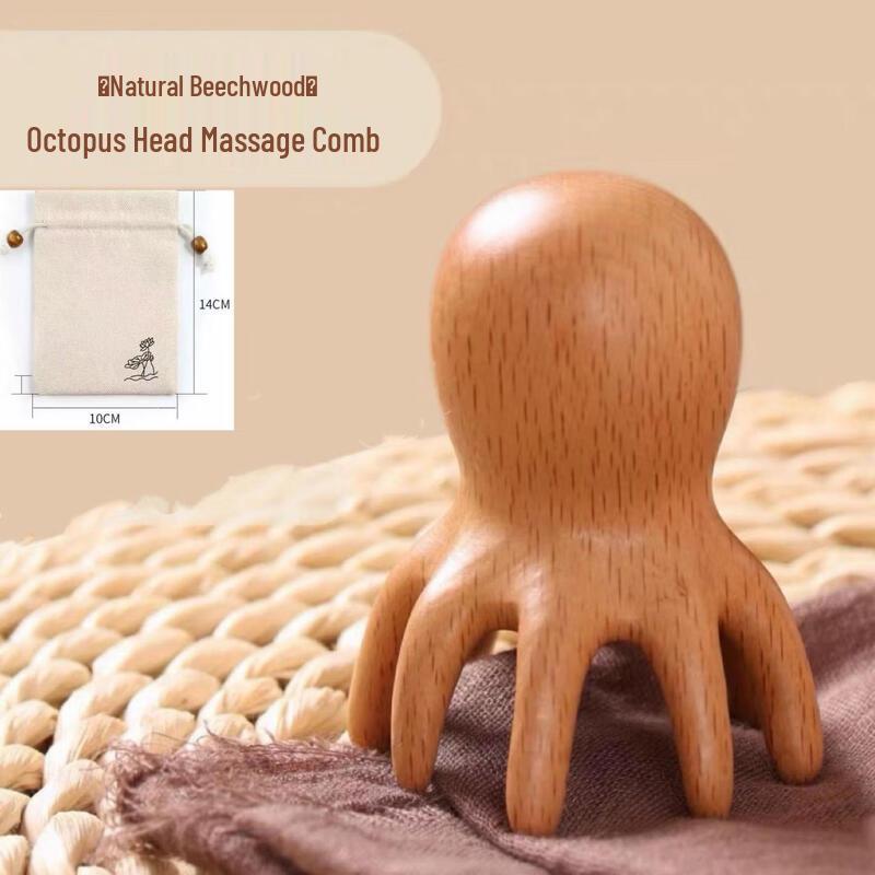 

Массажер для головы и кожи головы из бука в форме головы осьминога
