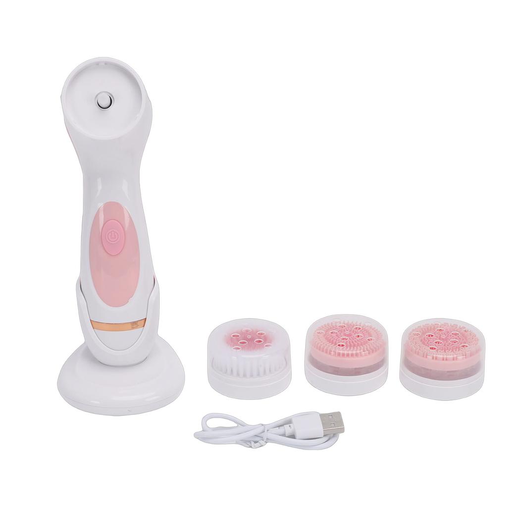 Facial Cleansing Brush Rechargeable IPX5 Water Proof Face Scrubber with 3 Heads for Deep Pore Cleaning Gentle