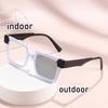 Vintage Printing Square Frame Myopia Glasses Anti-Blue Prescription Glasses Fashion Unisex Photochromic Glass Eyeglasses 0-4.0