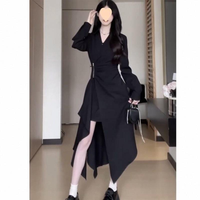 Plus Size Korean Style Knit Dress With Dyeing Effects For Winter Casual Wear