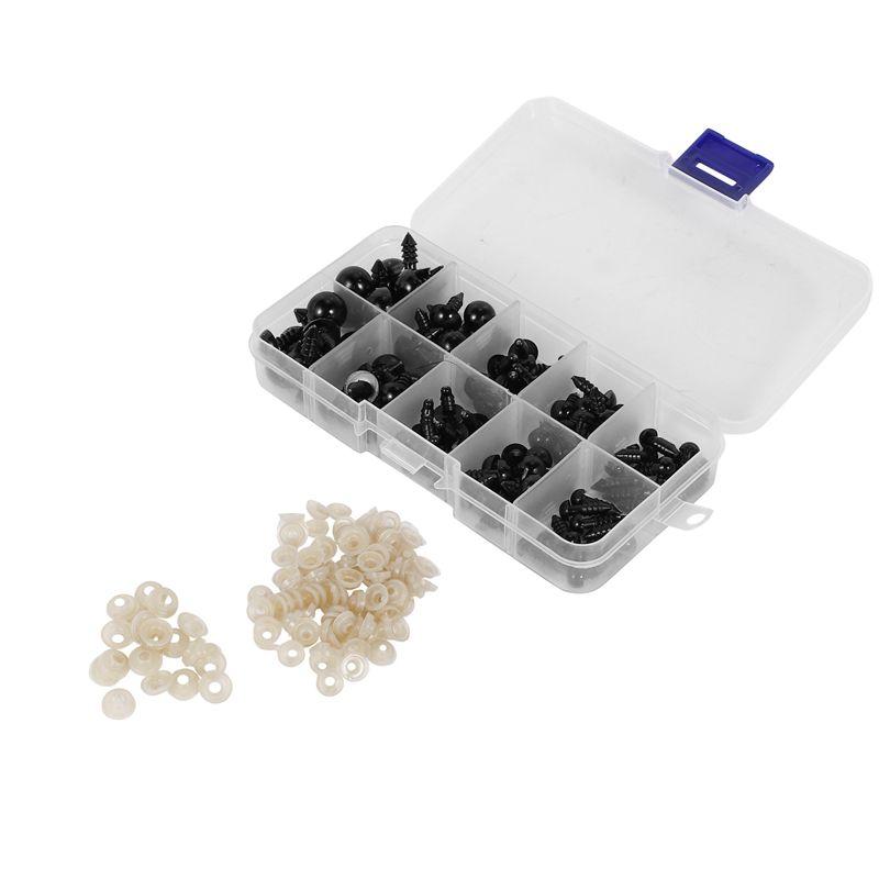ABUL-300 Pcs 6-12 Mm Plastic Safety Eyes, Black Safety Eyes Making With 300 Pcs Washer For Making DIY Crafts
