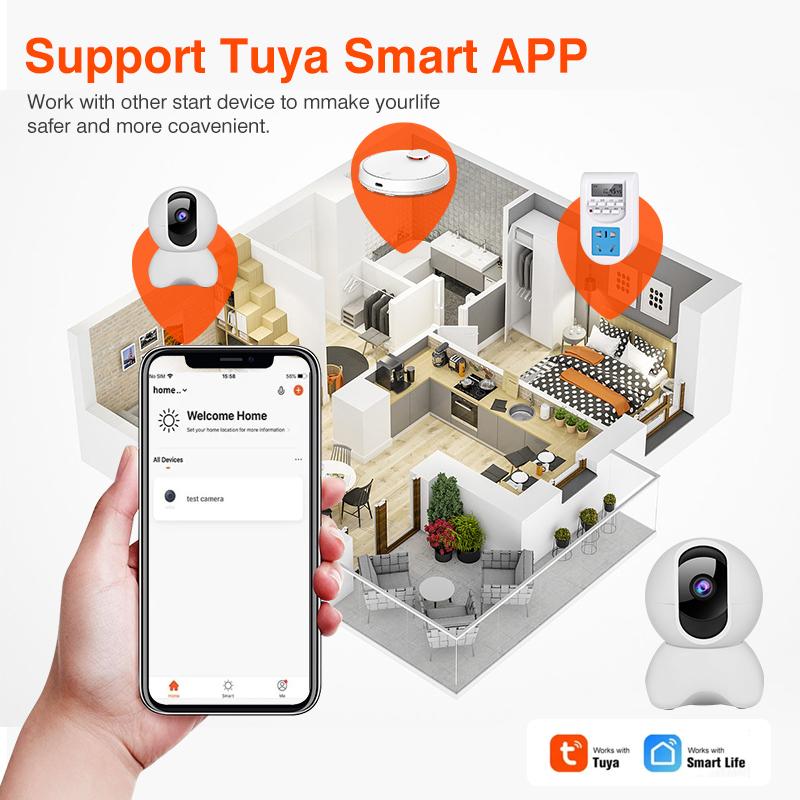 Tuya 2MP Motion Detection WiFi Smart Home Security Cameras with Night Vision and Two-way Audio Communication Home Baby Monitor