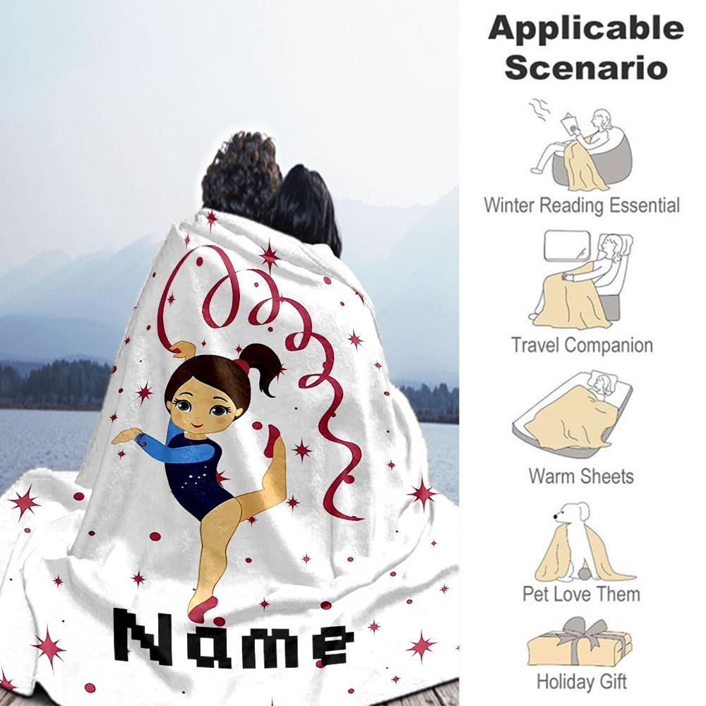 Gymnastics11 Customize Text Blanket Multi-purpose Customizable Blanket Comfortable Suitable for Sofa Picnics Nap Bed for All Occasions