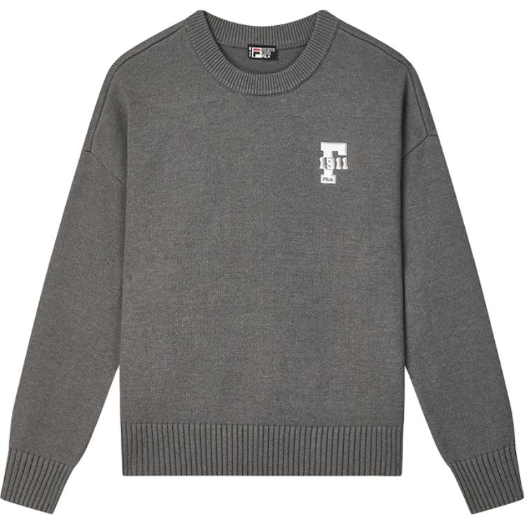 Fila Original F1911 Knit Sweater Round Neck Fashion Versatile Long Sleeve Men Tops Gray F51M449401F-MG