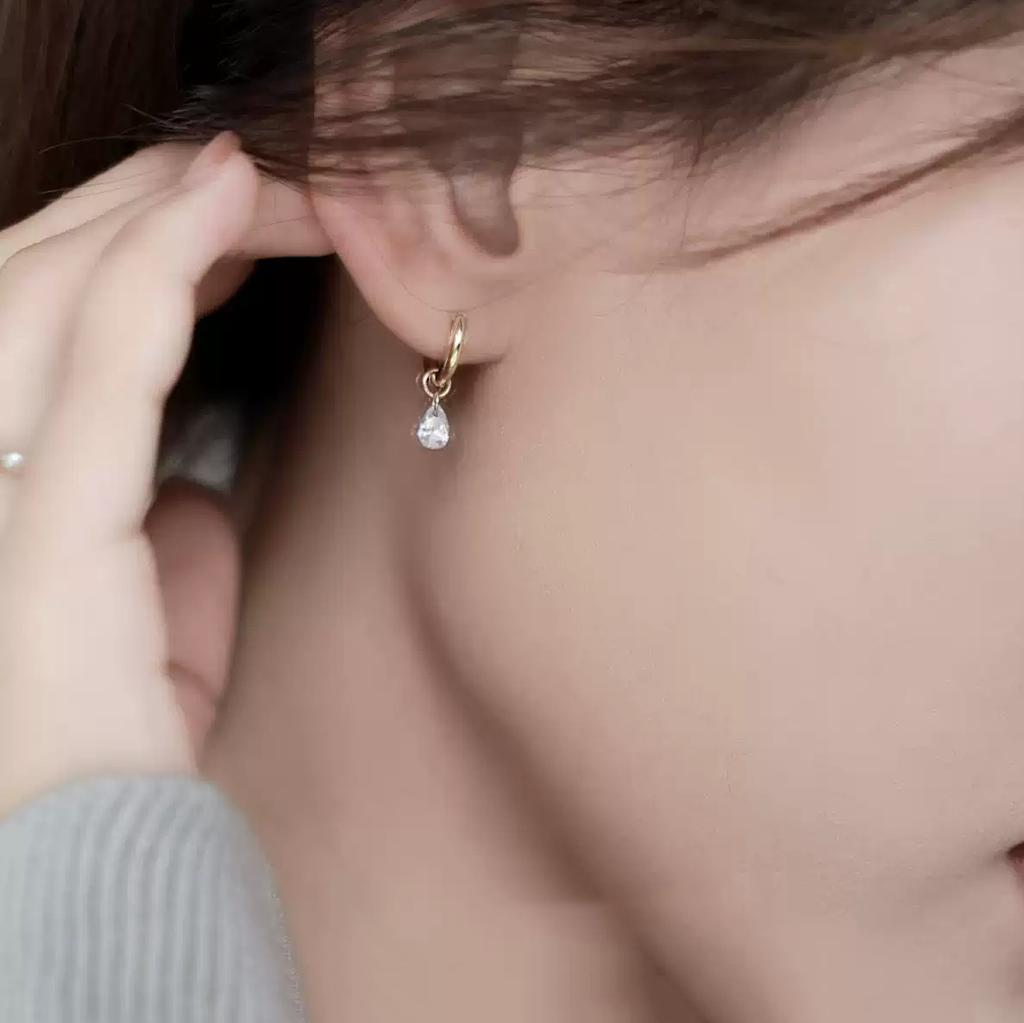 Simple Flash Drop Zirconia Earrings Premium Sense of Niche Minimalist Commuting Wind Temperament Ambience Commuter Back To School Match Earrings