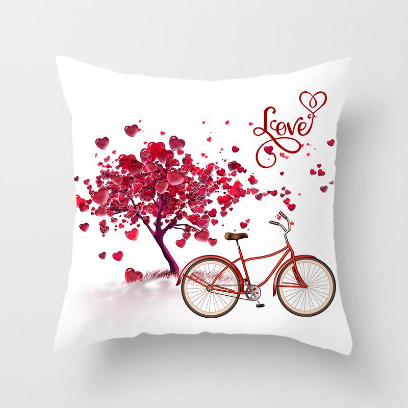 New Valentine's Day Red Rose Pillow Cover Wedding Gift Home Pillow Cover