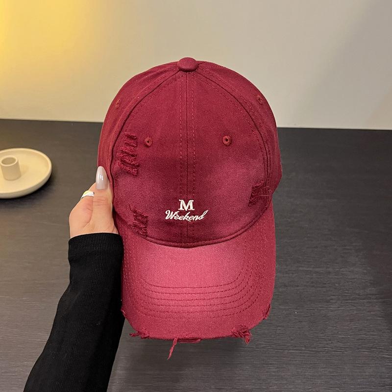 Ripped Letter Embroidery Baseball Cap Children Spring And Summer Soft Top Cap Men'S High Quality Trend