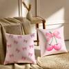 Pink Bow Cherry Pillow Case Sofa and Living Room Decorative Cushion Covers Dust-proof and Mite-proof Invisible Zipper