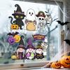 Static Glass Sticker, No Residue Reusable Window Clings, Festive Glass Decal with Halloween Dwarf Wizards Black Cats Ghosts Skeletons Pattern