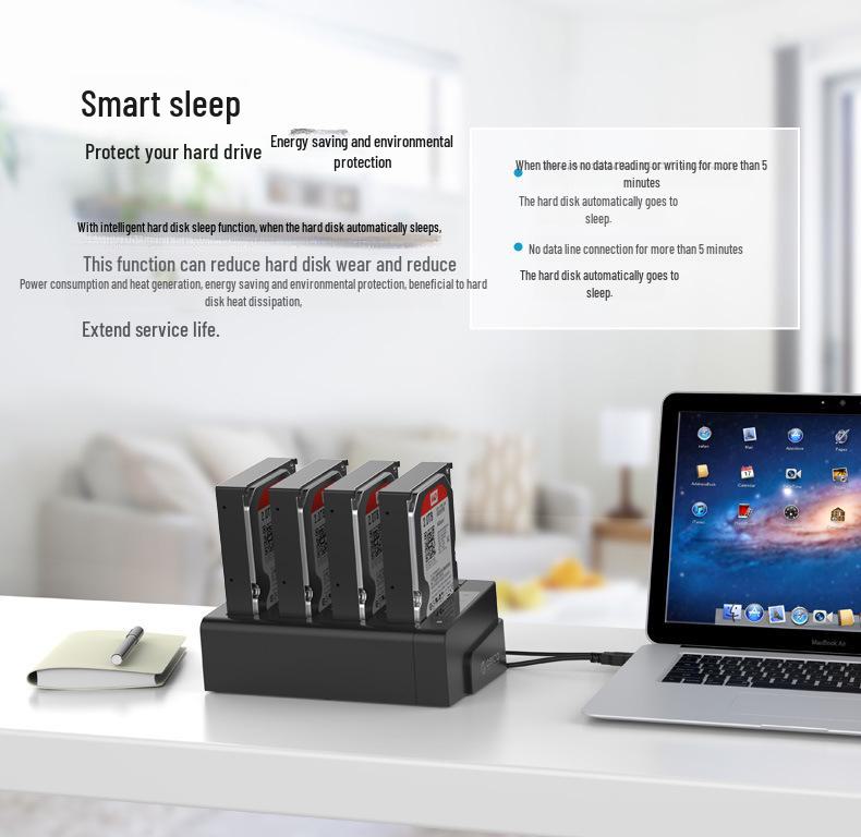 ORICO 6648US3-C Stacja dokująca USB 3.0 z czterema slotami na HDD z funkcją klonowania offline 1-do-3