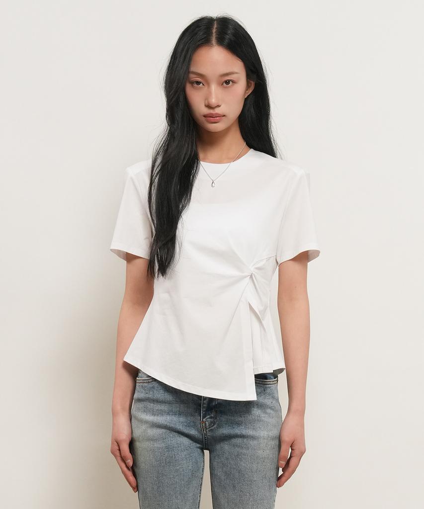 GENERALIDEA Shoulder Padded Twist T-Shirt [White] / Gf2Lts523