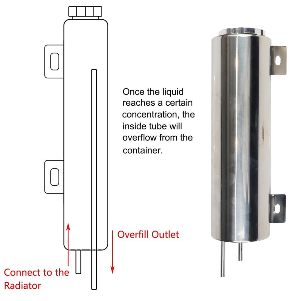 2''x13” / 3''x10” Radiator Coolant Overflow Puke Tank Universal Polished Stainless Steel Radiator Coolant Overflow Tank