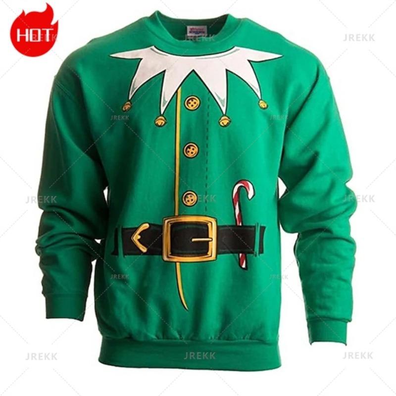 Gingerbread Man 3D Printing Sweatshirts Vintage Happy Christmas Graphic Round Neck Hoodie Fashion Ugly Christmas Sweatshirt Tops