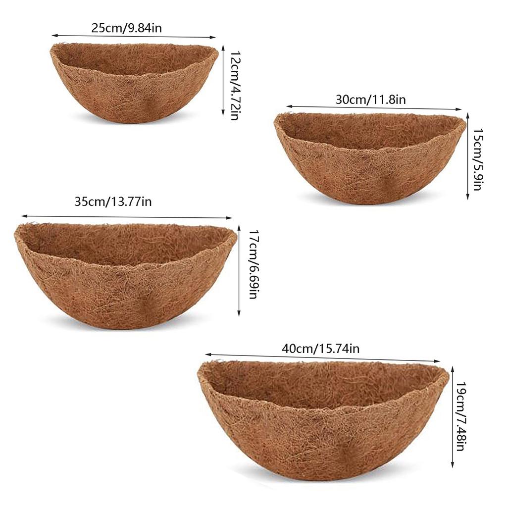 Kokosnuss-Hängekorb-Einlage Wasserabsorbierend Halbkreis Kokosnuss-Einlage mit Vliesstoff für Blumen Gemüse