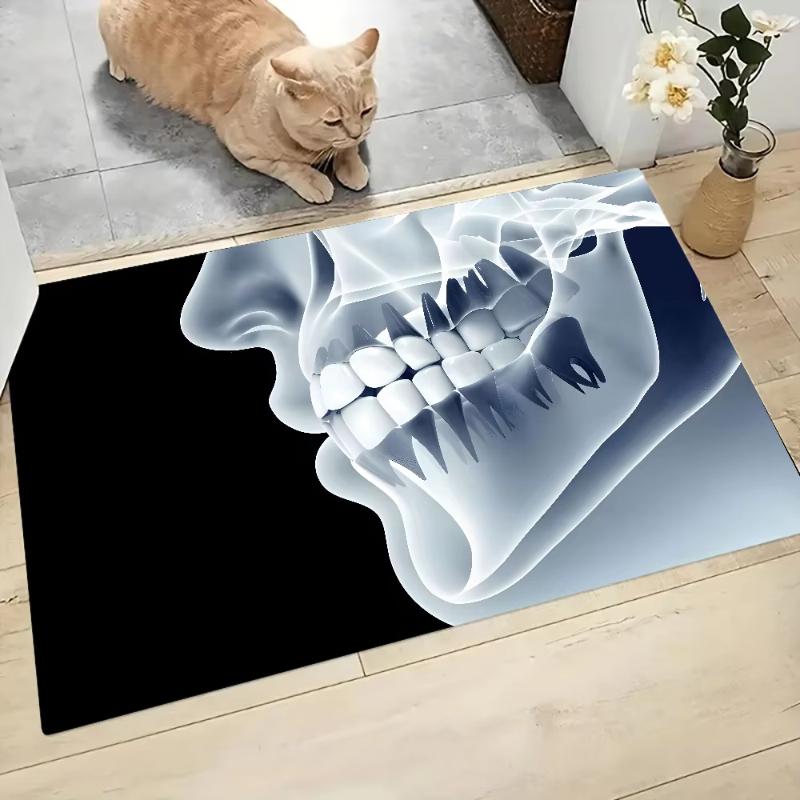 Dentist Tooth Doormat Non-slip Machine Washed Rug Graphic Printed Flannel Doormats for Kitchen Entrance Rugs Home Decor Carpet