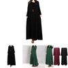 Elegant Plus Size Women Cotton Long Sleeve Vintage Kaftan Casual Maxi Dress