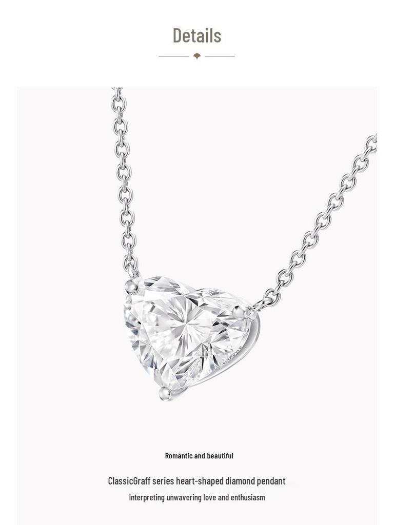 S925 Silver Moissanite Heart Necklace - Minimalist Heart-Shaped Pendant with Clavicle Chain