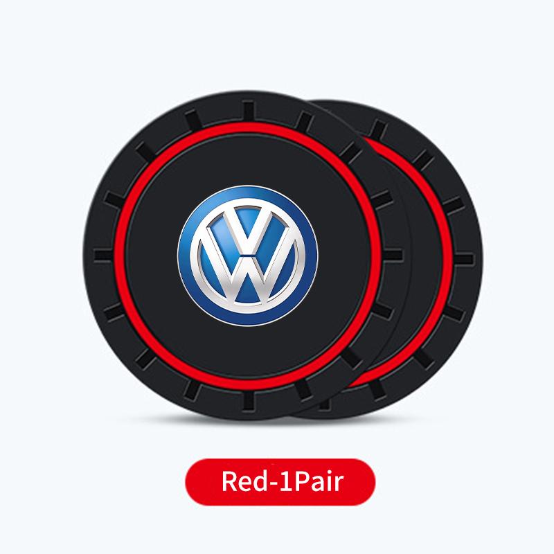 OPQ1 For Volkswagen VW Car Coasters Water Cup Slots Non-Slip Mat Waterproof Drink Pad Scirocco Passat Polo B5 B6 B7 CC Tiguan Sharan