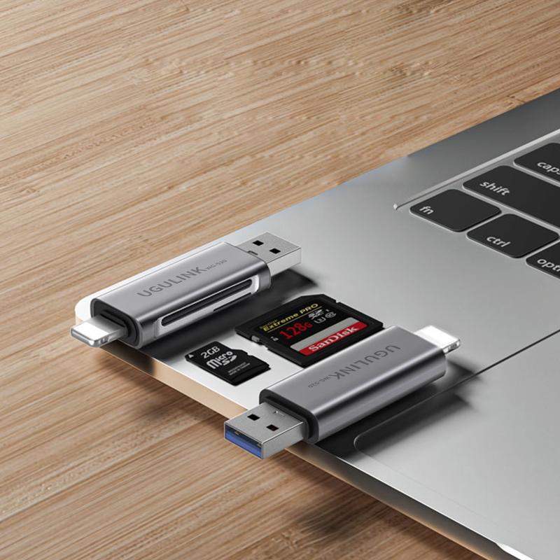 Passer for Apple-mobiltelefonkortlesere, USB3.0-kortlesere SD-kort, TF-kortlesere, skallkortlesere i aluminiumslegering, høyhastighets.