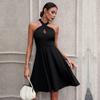 Spring and Summer European and American Temperament Waist A Word Neck Sleeveless Sexy Backless Dress Dress Women