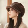 Plush Warm Plush Beret Women's New Autumn and Winter Octagonal Hat Thickened Fashion Women's Hat Bucket Hat
