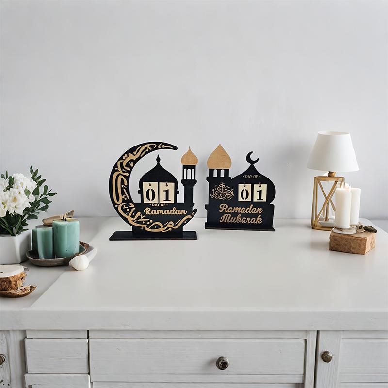 Ramadan Countdown Calendar Wood Eid Mubarak Ornament Kareem Ramadan Decoration 2025 For Home Islamic Muslim Party Decor Gifts
