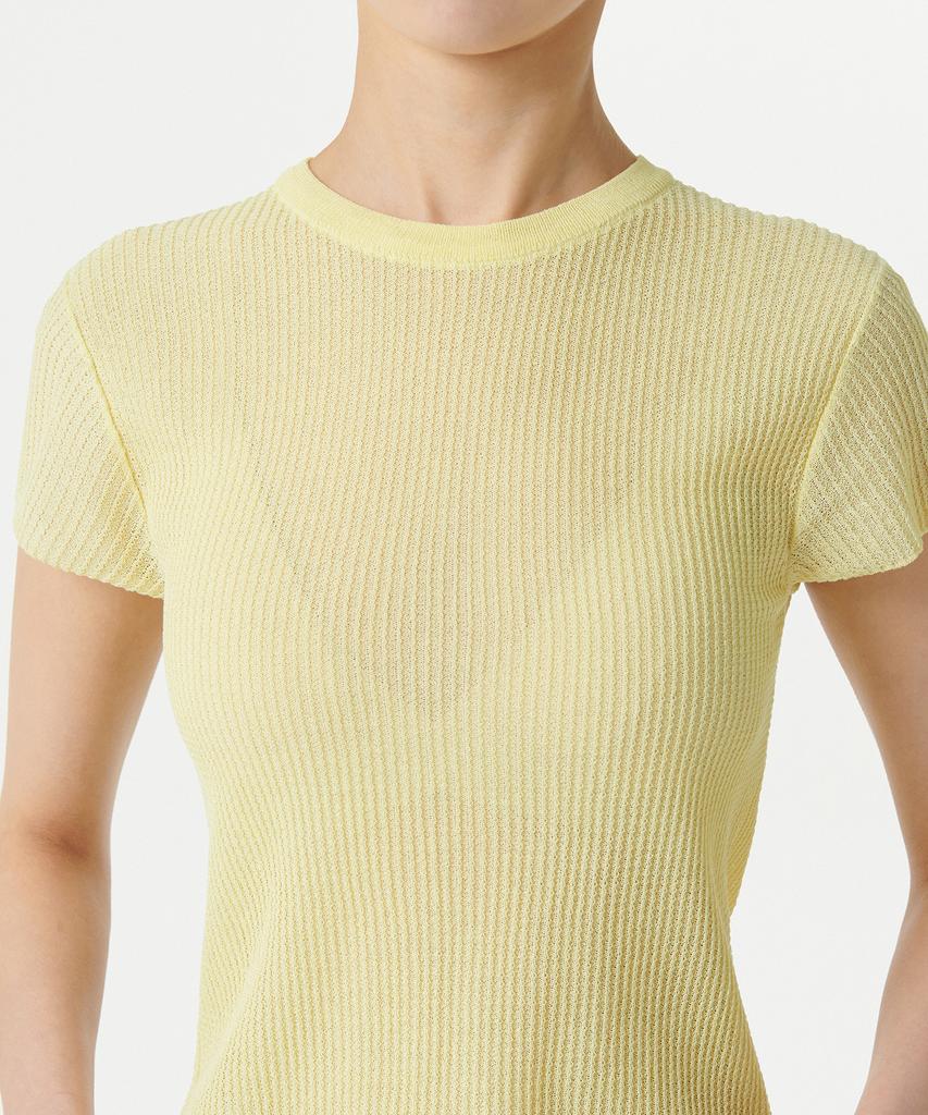 MUSINSA STANDARD WOMAN Women'S Sheer Textured Crew Neck Short Sleeve Knit [Lemon]