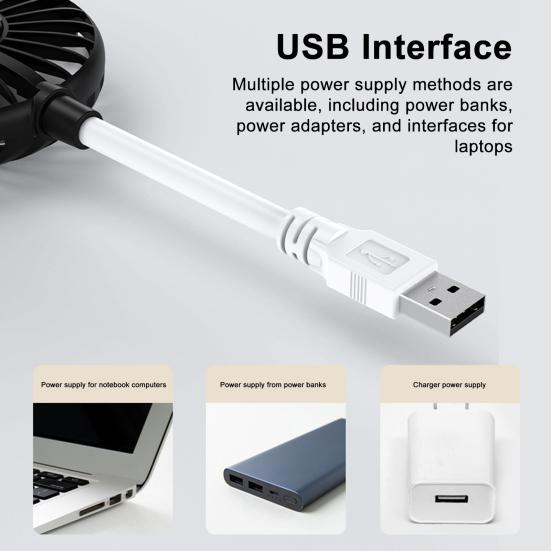 USB-betriebener Handventilator mit bürstenlosem Motor Starker Luftstrom Geräuscharm 360 Grad verstellbar Kabelloser Mini-Kühlventilator
