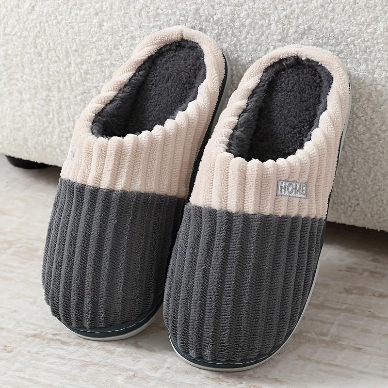 

Мужские уютные махровые тапочки больших размеров в винтажном стиле с цветными блоками - Мягкие, удобные, нескользящие, термостойкие, повседневные, легкие, теплые и дышащие туфли для зимы 44-45