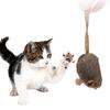 Topolino di peluche per gatti che stimola l'istinto di caccia naturale. Giocattolo interattivo per gatti con attivazione a strappo, morbido e peloso.