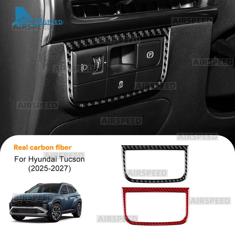 For Hyundai Tucson NX4 2025 2026 2027 Real Soft Carbon Fiber Sticker Car Headlight Switch Frame Interior Trim Accessories