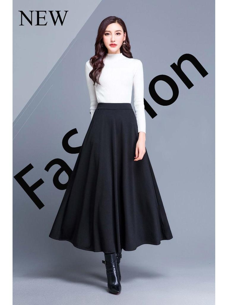 Pocket Style Elastic Waist Mid-Length Slimming Skirt – Women’s High Waist Versatile Swing Skirt, Plus Size, Square Dance