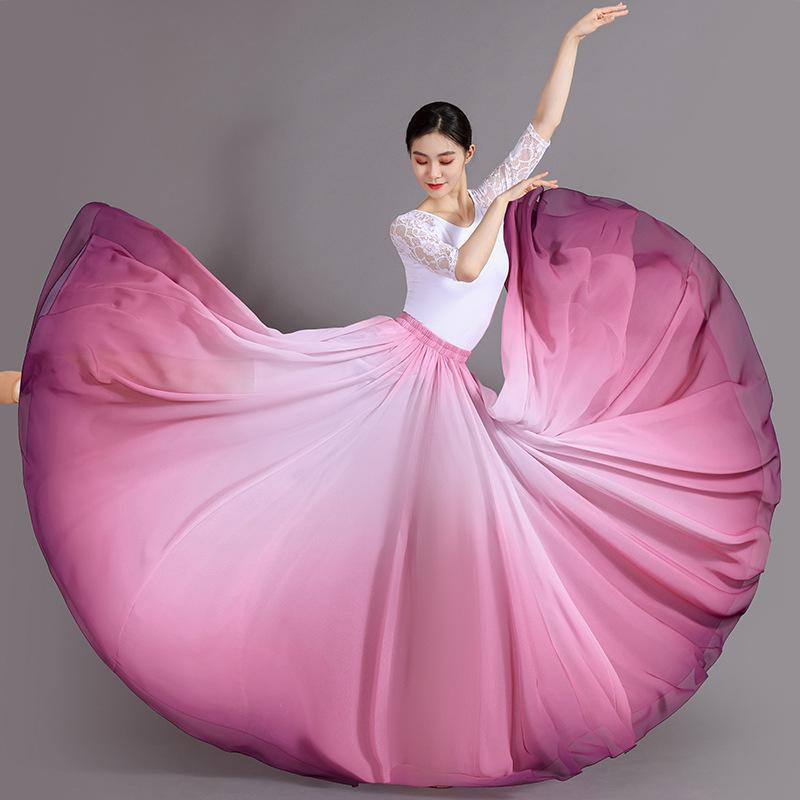 Flowing Long Skirt Gradient Belly Dance Skirt Women Classical Dance Performance Costume Sun Skirt