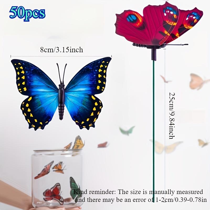 50pcs Butterfly Decorative Garden Stakes Colorful Simulation Butterflys Outdoor Plant Flowers Pot Decoration Yard Garden Decor