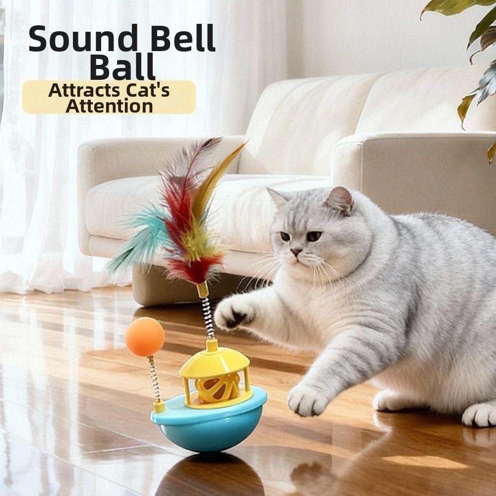 Self-Playing Cat Interactive Toy Colorful Feather Wobble Tumbler Boat Cat Tumbler Toy  Exercise