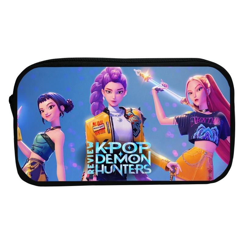 Hunter Kpop Student Pencil Box Large Bag Girl's Office School Pencil Box Cartoon Devil Pencil Box Pen Box