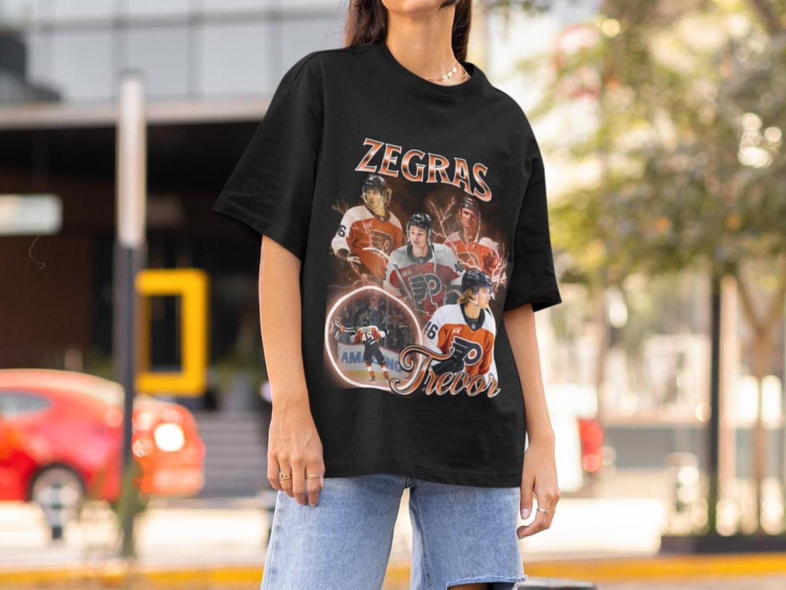 Trevor Zegras Vintage 90s Philadelphia Flyers NHL Hockey Design Retro Bootleg Gift Classic Graphic Unisex T-Shirt Limited Edition NHL Shirt 3XL