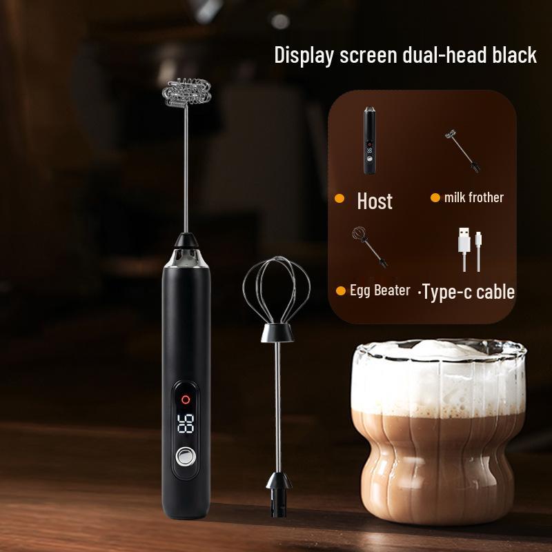 Wireless Rechargeable Handheld Milk Frother with Large Digital Display