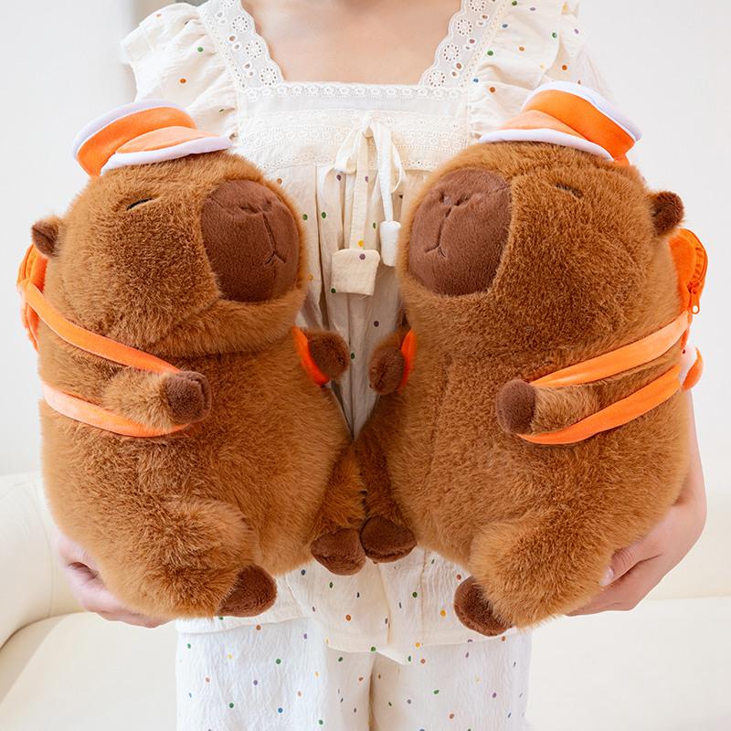 Cute Cartoon Animal Basketball Backpack Capybara Plush Toy Kawaii Stuffed Doll Home Decor Gifts For Kids