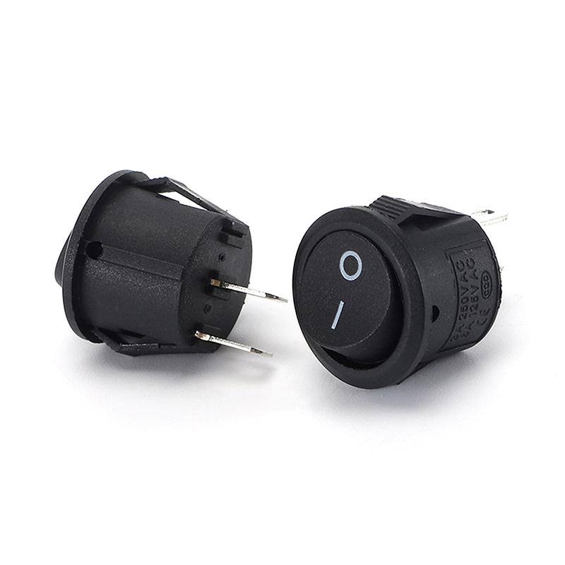 20Pcs Rocker Switch Black On Off 2 Pin Mini Round Toggle Switch 3A 250V 6A 125V Circle Switches For Rv Car Truck Boat