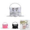 Cute Solid Color Silver Bow Decoration Kid Mini Shoulder Chain Bag For Summer Casual Wear